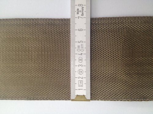 Basalt Band 70 mm 25 g/m 370 q/m², Dicke 0,21 mm, eine Kante braunes PP-Garn